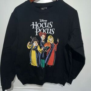 Disney Hocus Pocus Women's Black Fleece Crew Neck Pullover Sweatshirt Size Small